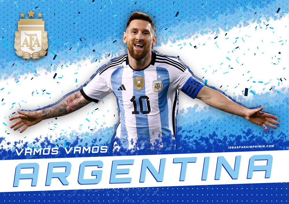 Poster Vamos Vamos Argentina - Lionel Messi - Escudo AFA