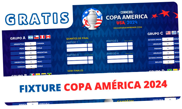 Fixture Copa América 2024 en PDF para descargar e imprimir gratis