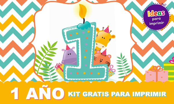 KIT Animales de la selva para imprimir GRATIS para cumpleaños de 1 AÑO (Incluye invitaciones editables)