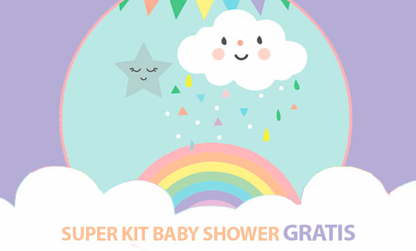 Kit imprimible Baby shower Lluvia de amor, nubes y arcoíris
