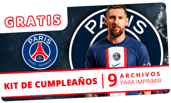 KIT de cumpleaños de PSG + Messi imprimible GRATIS.