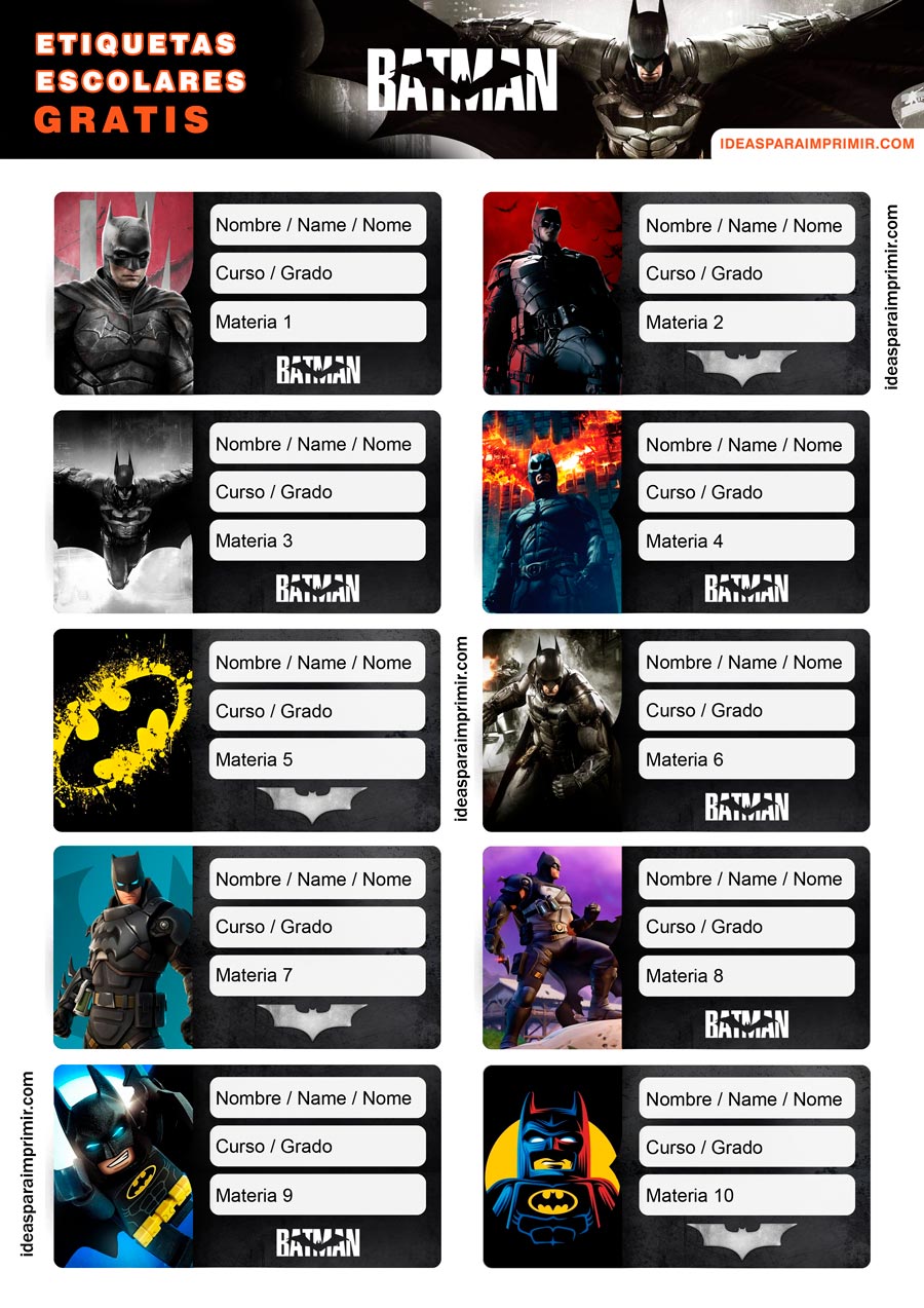 Etiquetas escolares Batman