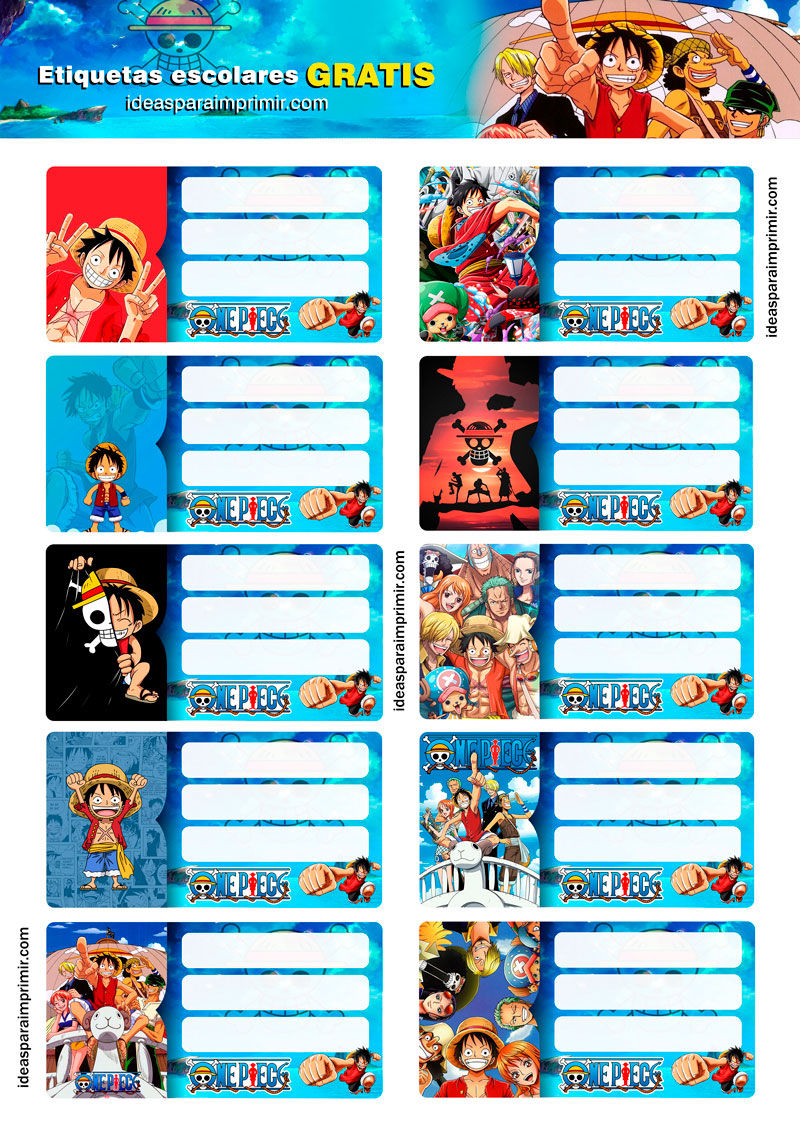 Etiquetas escolares One Piece