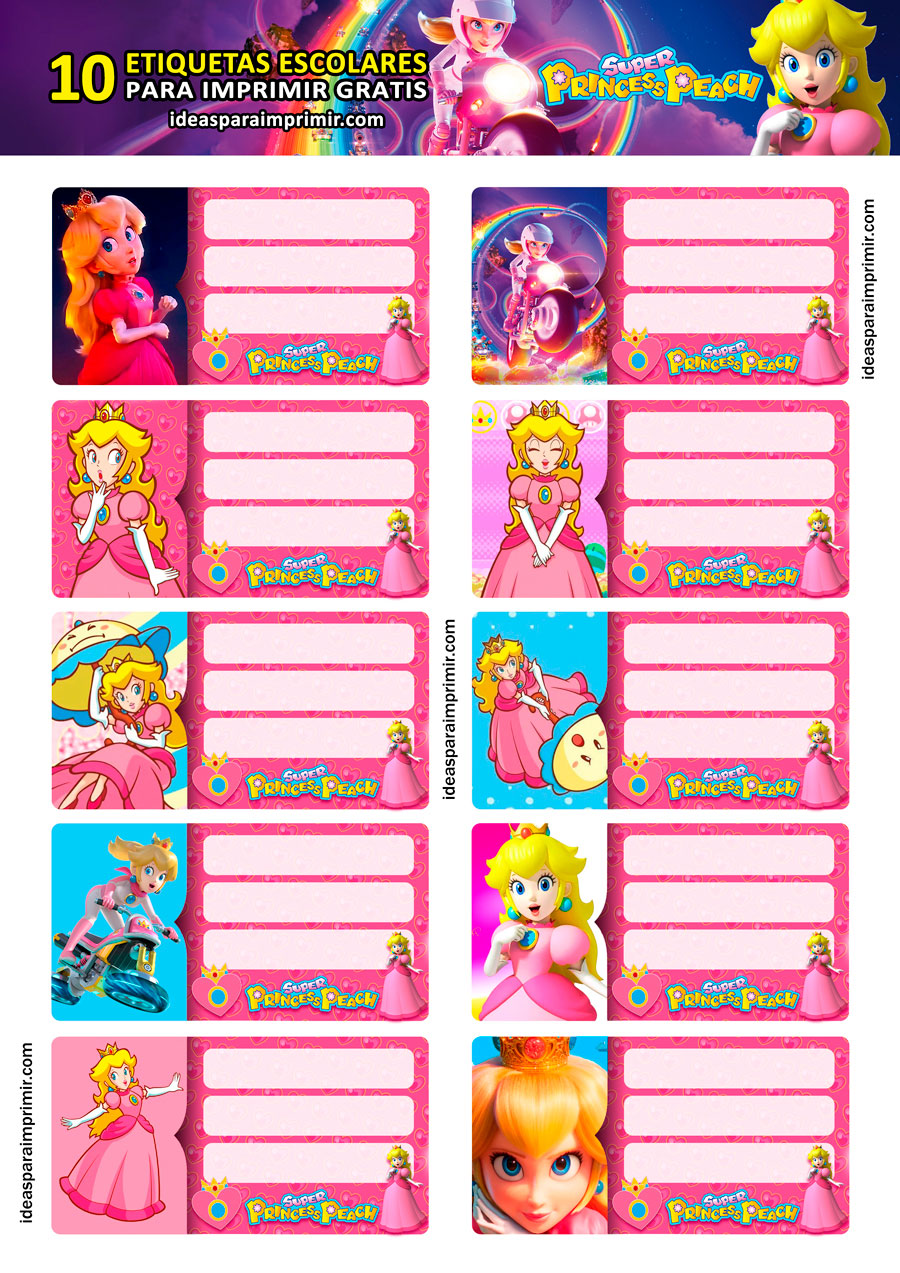 Etiquetas escolares Princesa Peach