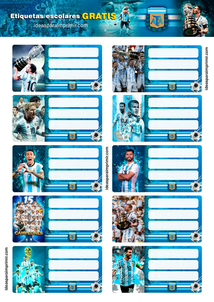 Etiquetas escolares Selección Argentina de Fútbol