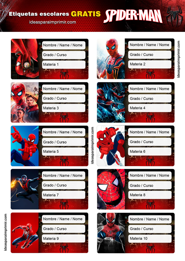 Etiquetas escolares Spiderman
