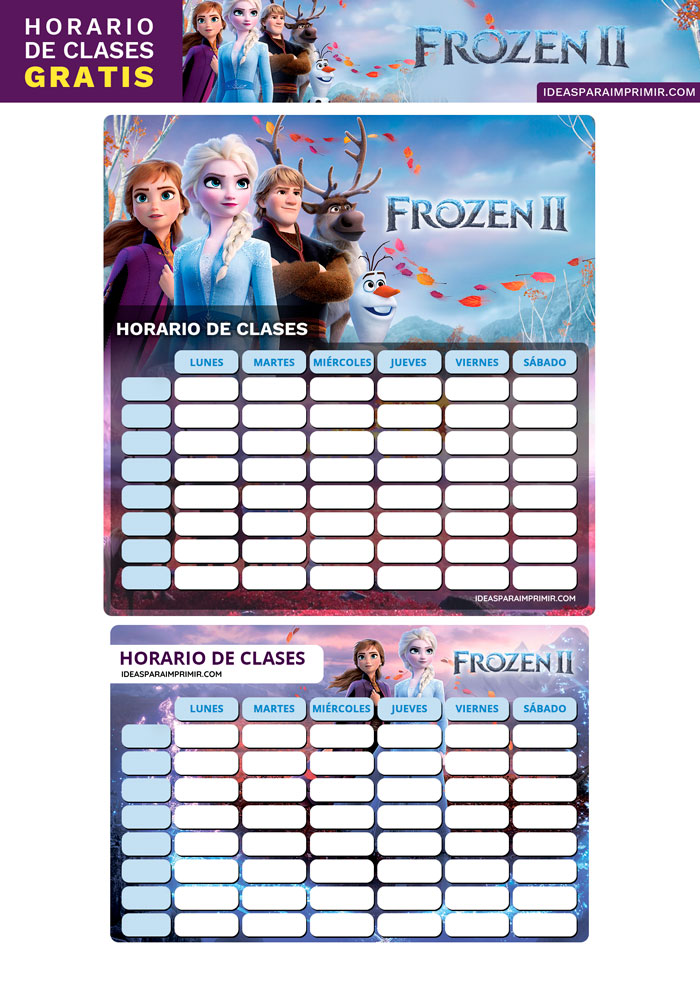 Horario escolar de Frozen gratis