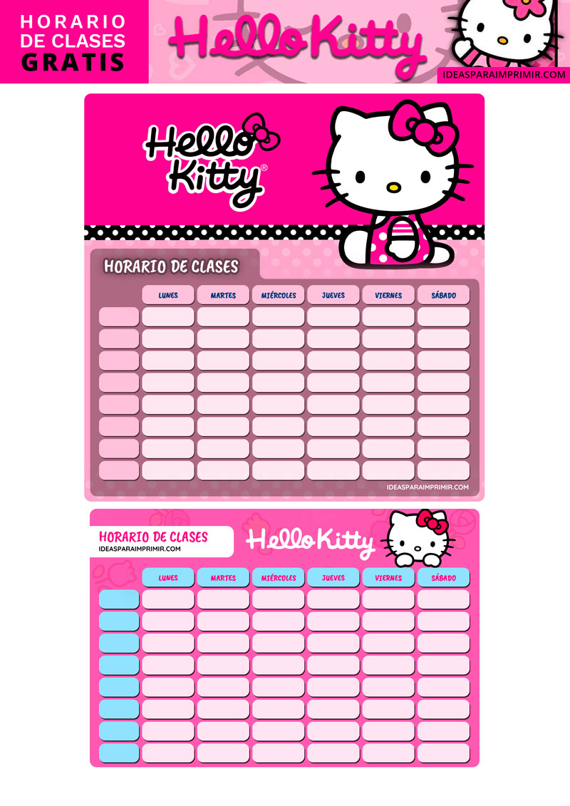 Horario escolar de Hello Kitty gratis