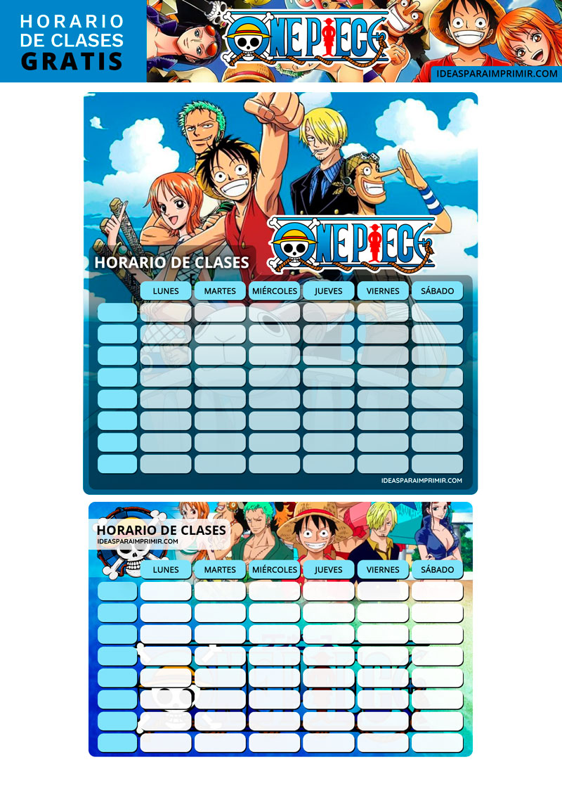 Horario escolar de One Piece gratis