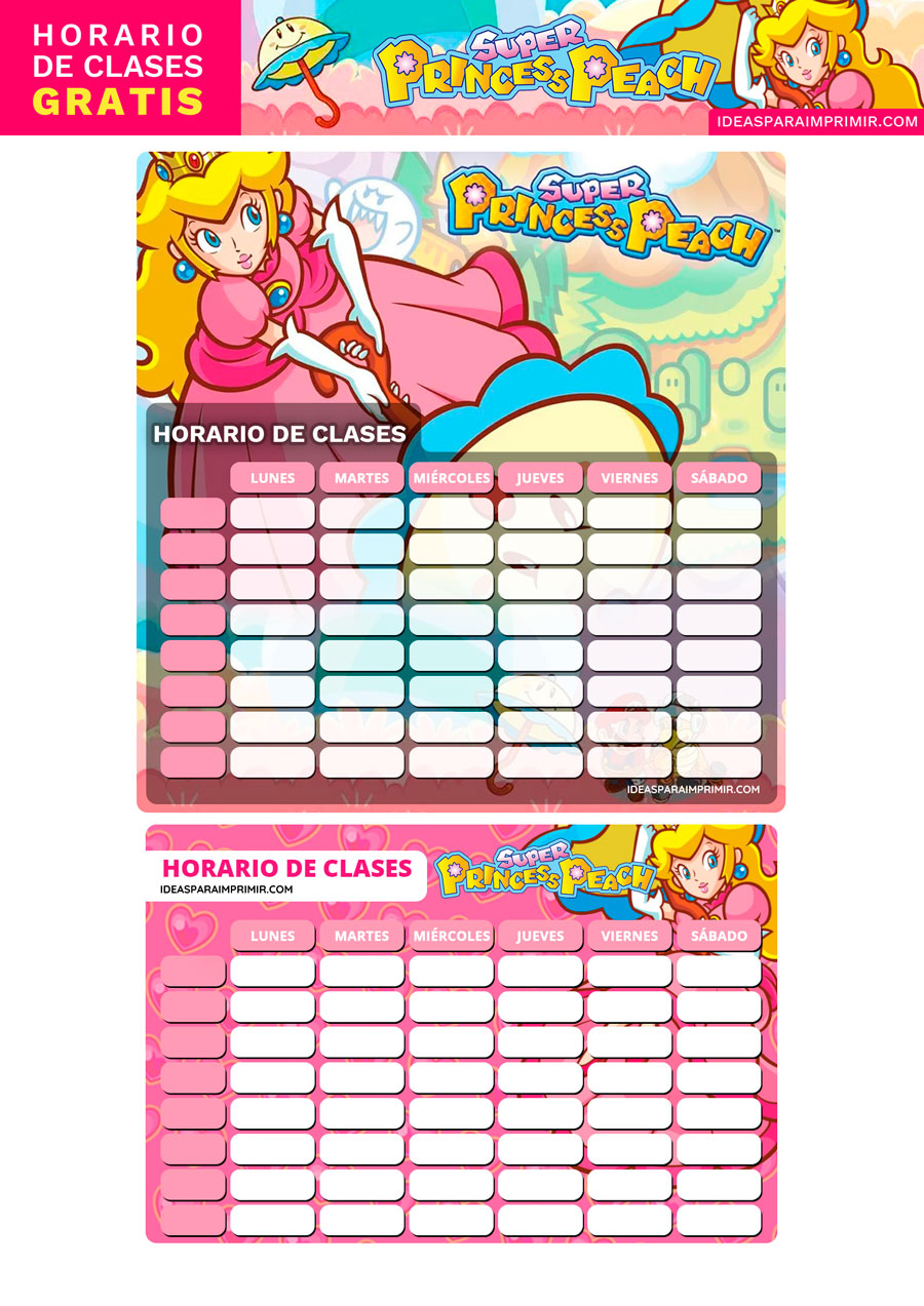 Horario escolar de Princesa Peach gratis