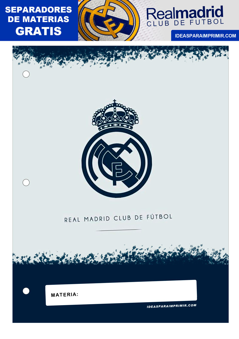 Separador de Materias de Real Madrid para imprimir gratis