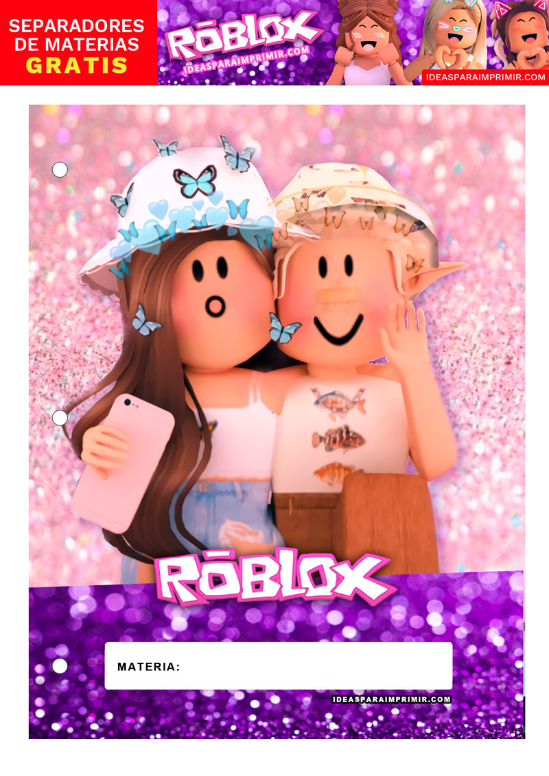 Carátulas de Asignaturas de Roblox Girls o Roblox Niñas para imprimir gratis