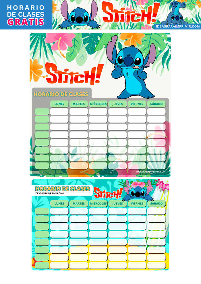 Horario escolar de Stitch gratis