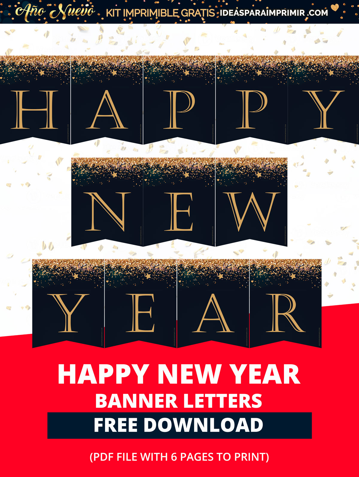 Free Printable Happy New Year Banner Letters