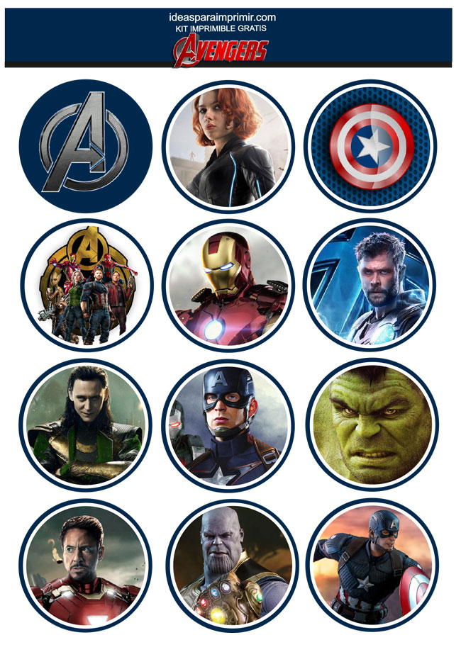 Toppers de Avengers para cupcakes