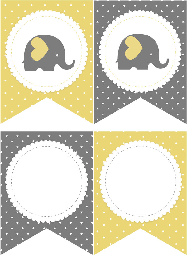 Banderines o Guirnaldas Baby Shower elefante