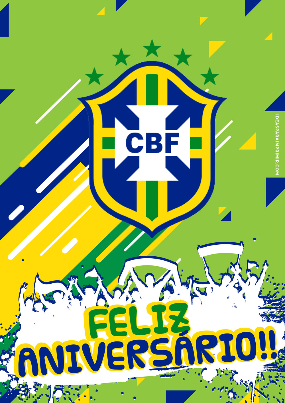 Placa Decorativa Feliz Aniversário com escudo da selecao brasileira CBF