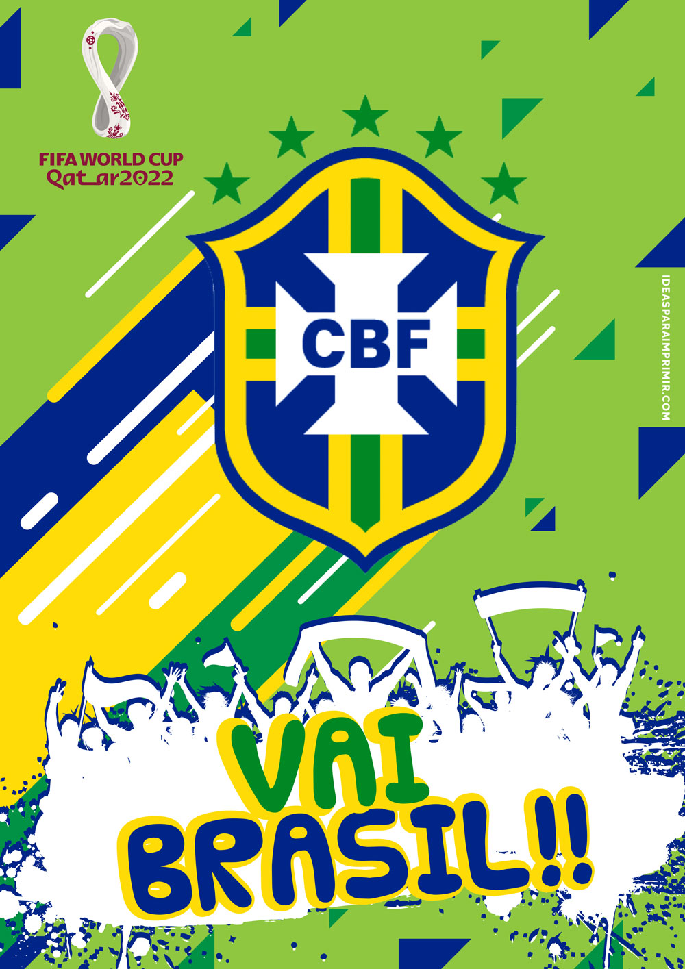 Plaquinha decorativa Copa do Mundo VAI BRASIL