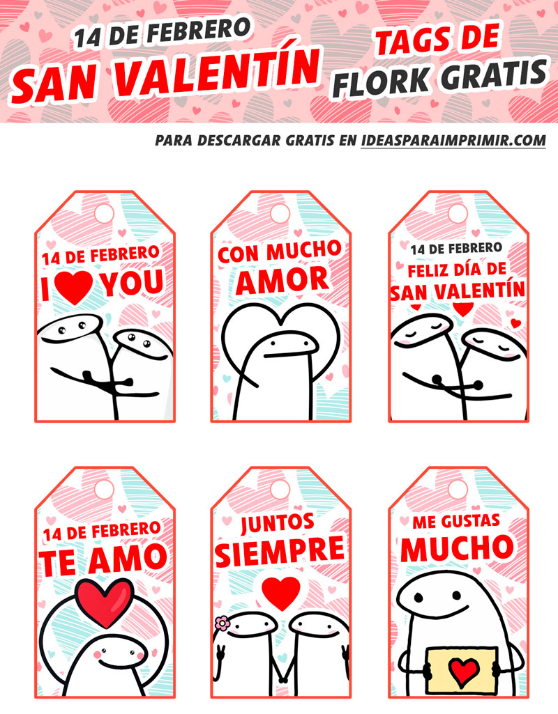 Tags de Flork para San Valentín, Día de los Enamorados para imprimir gratis