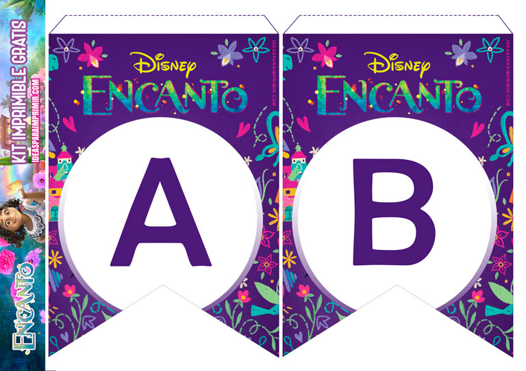 Banderines de Encanto con letras y números para imprimir gratis