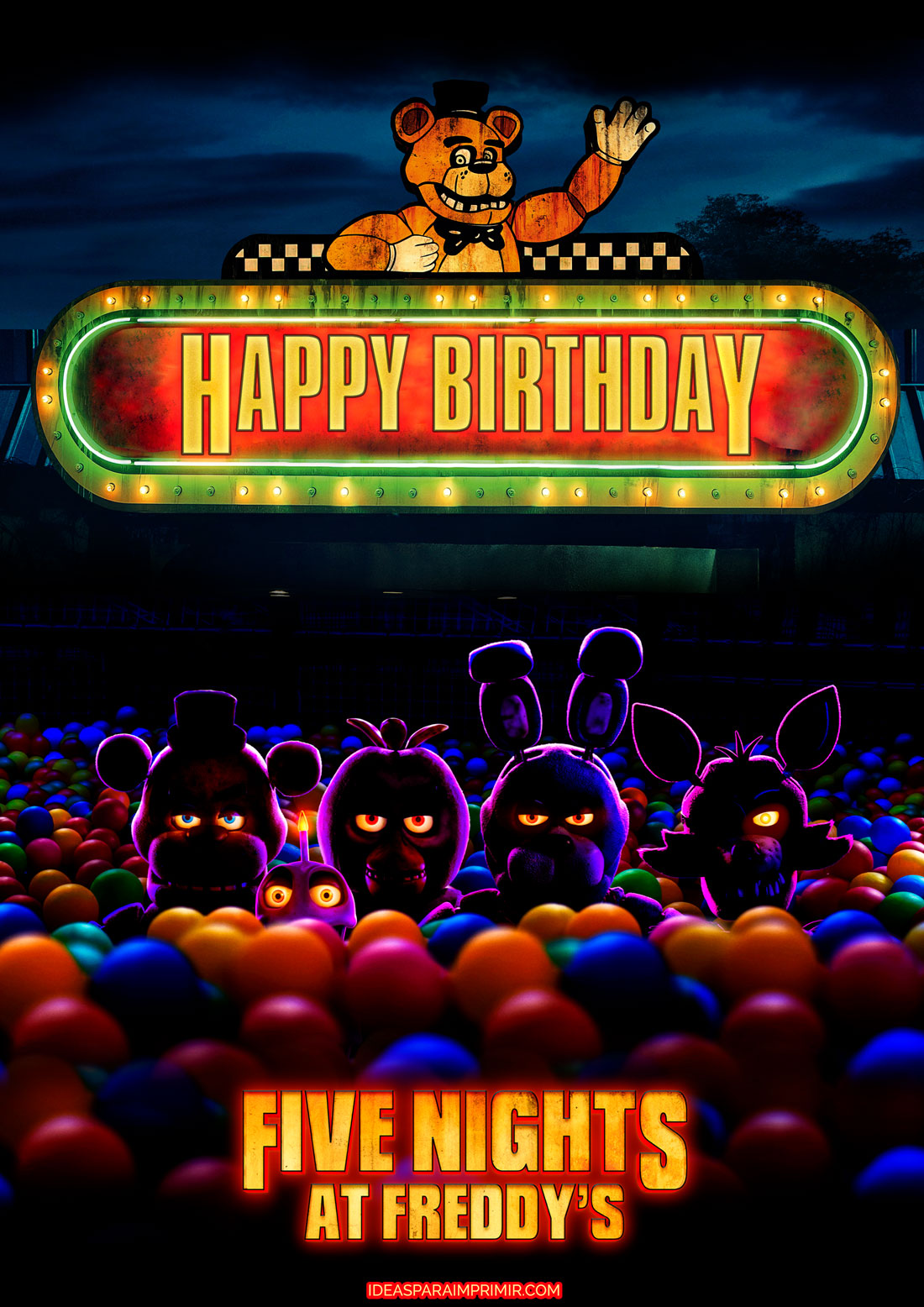 Five Nights at Freddy's Happy Birthday Poster
