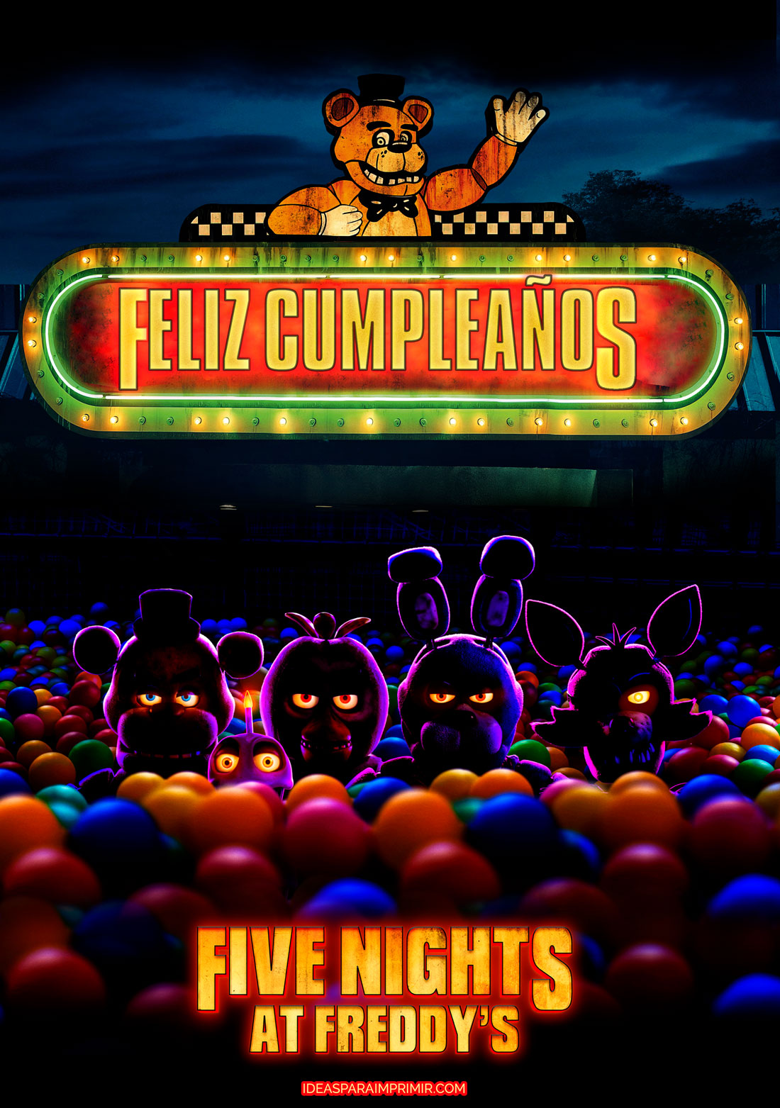 Poster de Feliz Cumpleaños de Five Nights at Freddy's