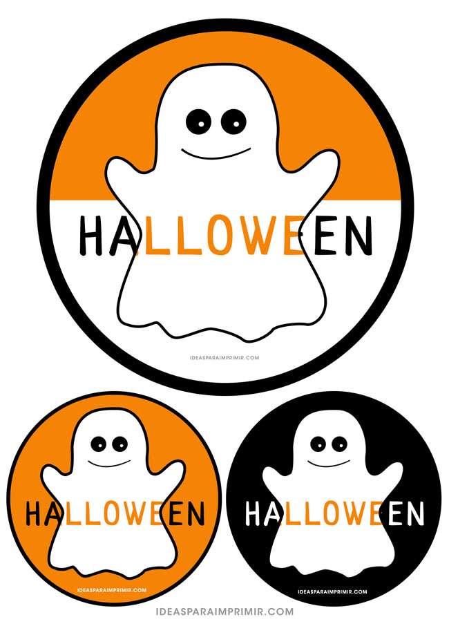 Círculos, stickers fantasmas Halloween