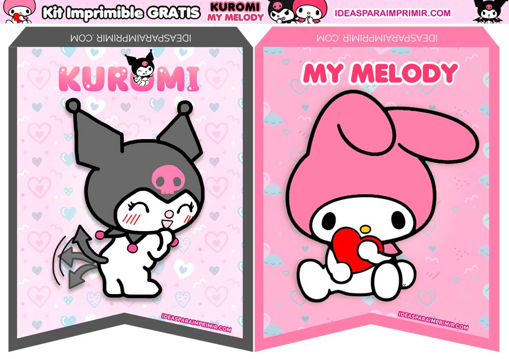 Banderines de Kuromi y My Melody Gratis