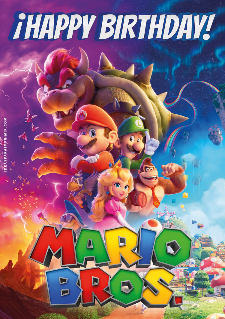 Mario Bros Happy Birthday Poster