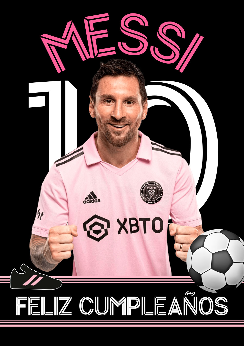 Poster de Feliz Cumpleaños de Messi Inter Miami CF