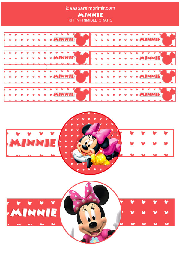 Etiquetas para botellas o frascos Minnie Mouse