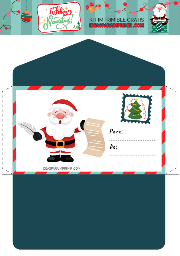 Carta y Sobre de Navidad gratis