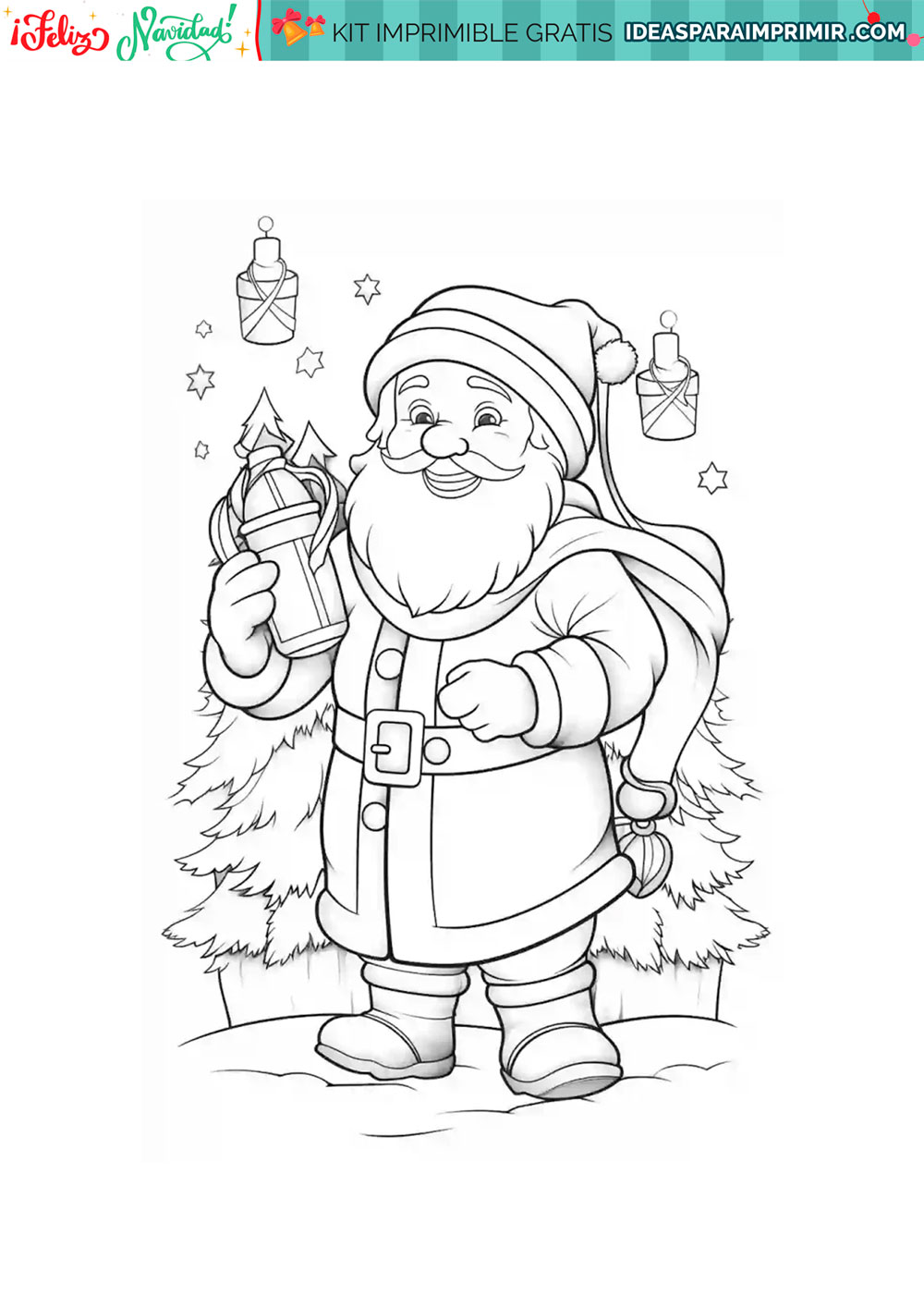 Dibujos de Papá Noel para colorear en Navidad