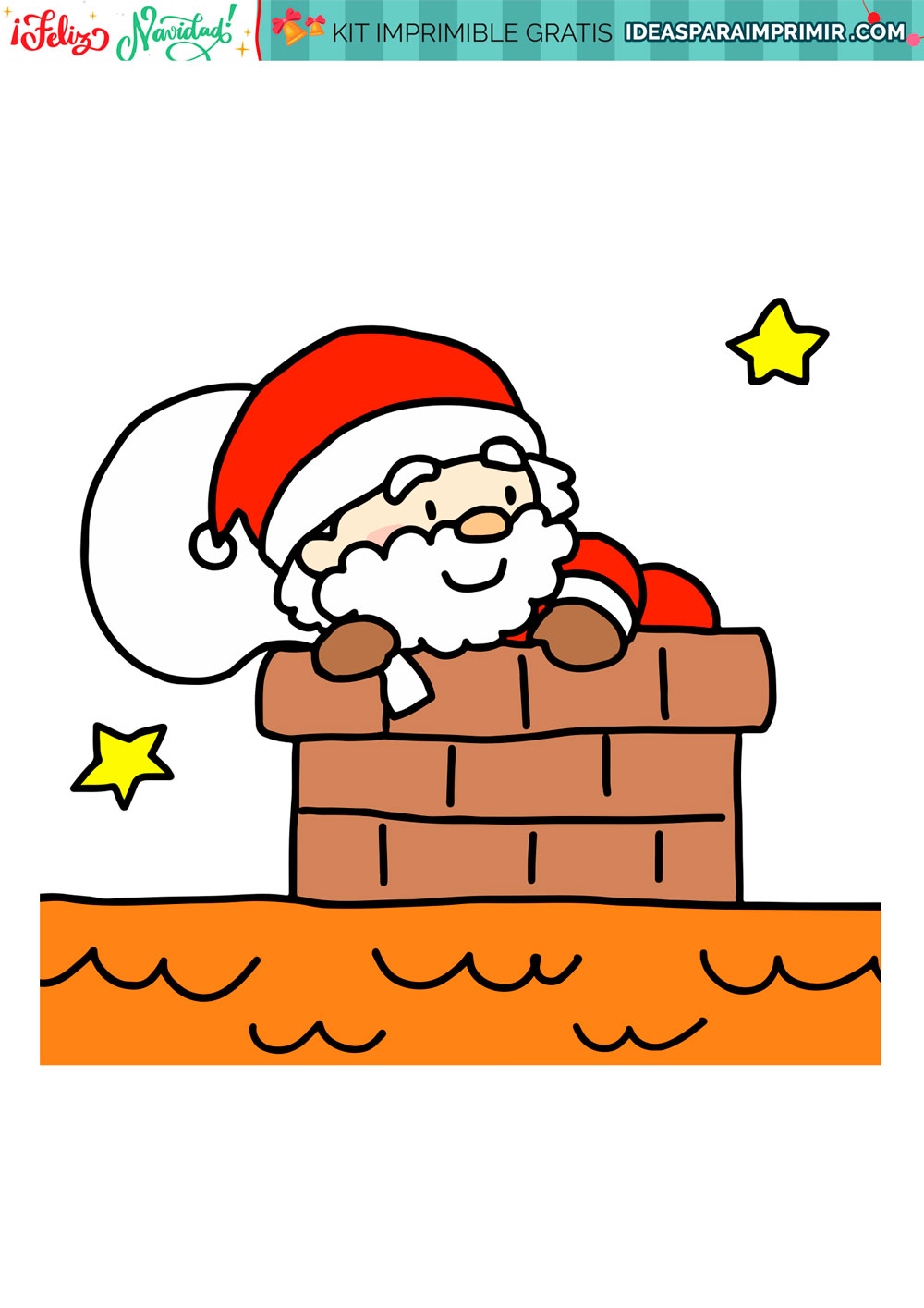 Imágenes de Santa Claus bajando por la chimenea para imprimir gratis