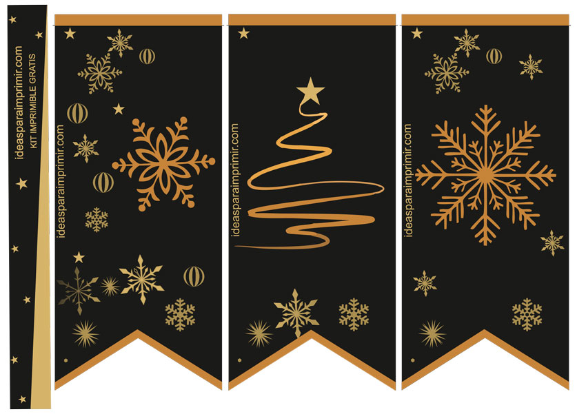 Banderines Navidad Gratis en colores dorado y gris