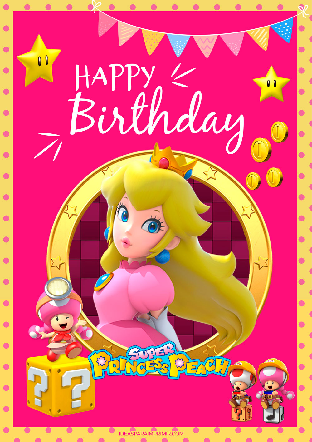 Princess Peach Happy Birthday Poster
