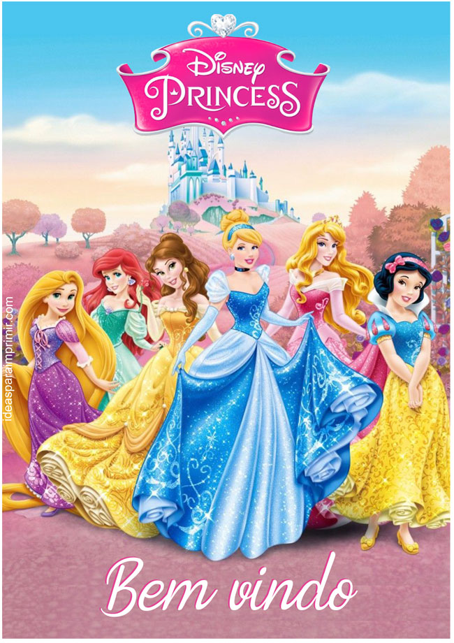 Sinal de boas-vindas do Princesas Disney
