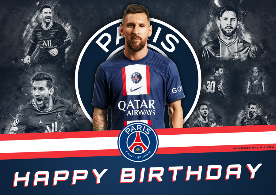PSG Messi Happy Birthday Poster
