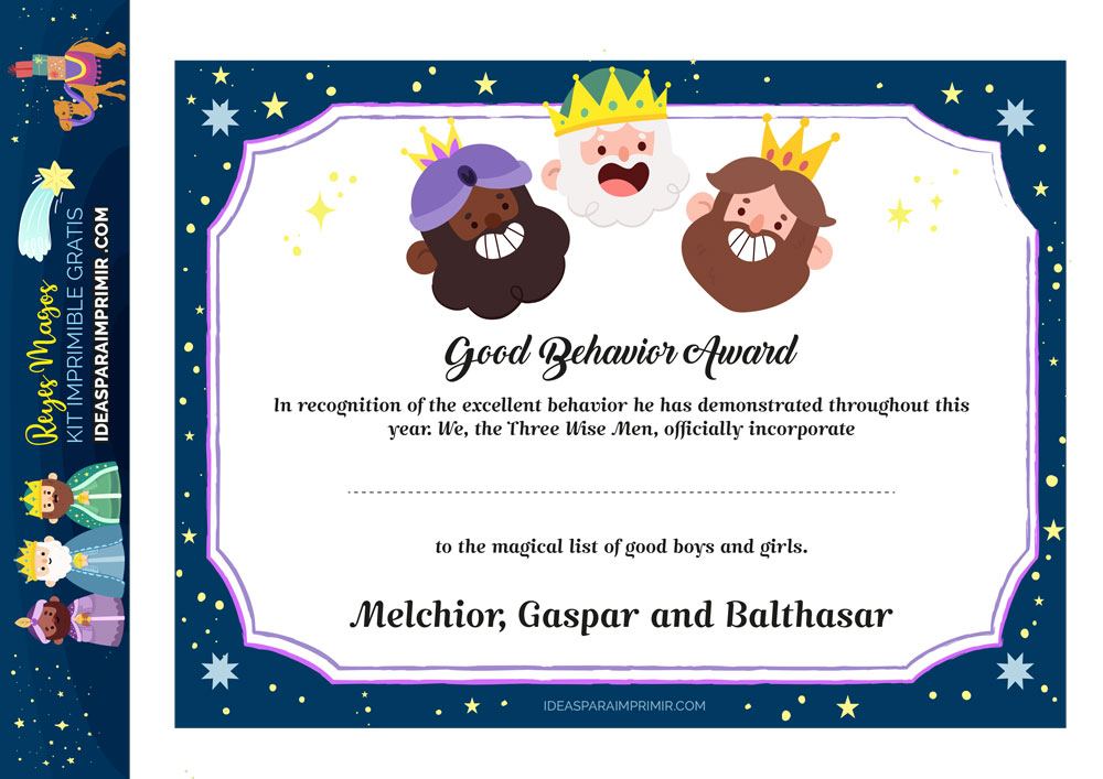 Certificados de buena conducta de Reyes Magos