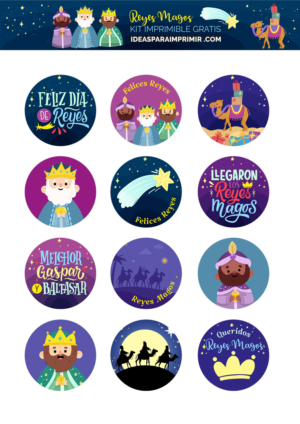 Toppers, Etiquetas o Stickers para Reyes Magos