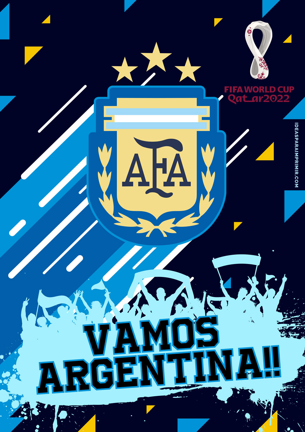 Poster Vamos Argentina - Escudo AFA - Escudo Qatar 2022