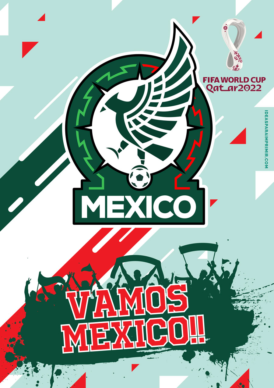 Poster Vamos México - Escudo FMF - Escudo Qatar 2022