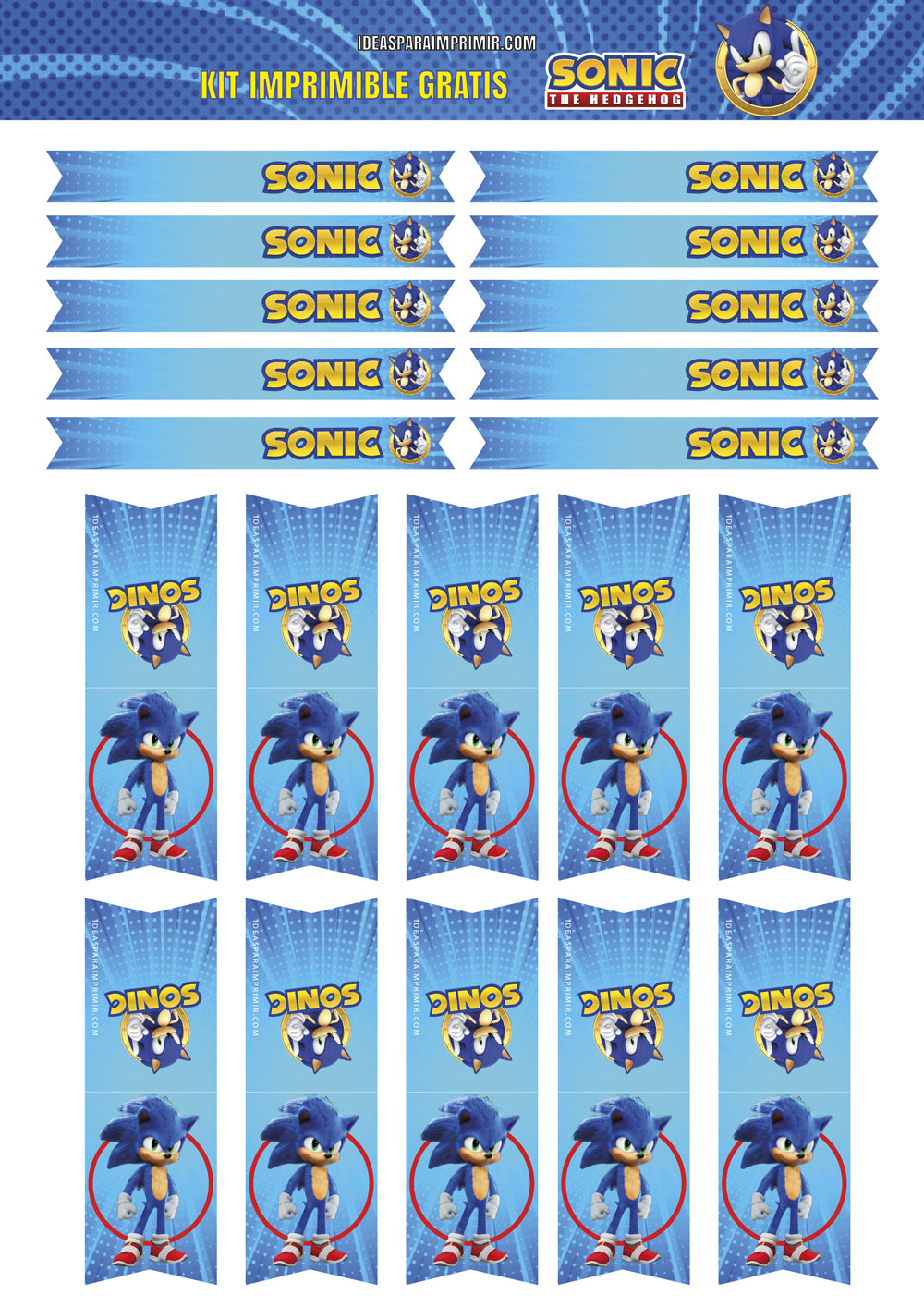 Etiquetas o Stickers de Sonic